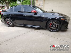 Alfa Romeo Giulia Mirror Covers - Carbon Fiber - Full Replacements - Red Candy